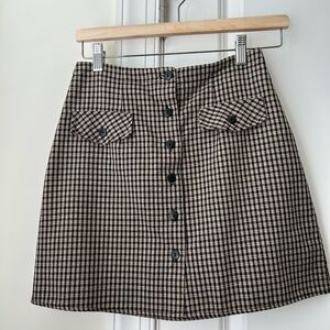 Vintage 90s Plaid Button-Front Skirt